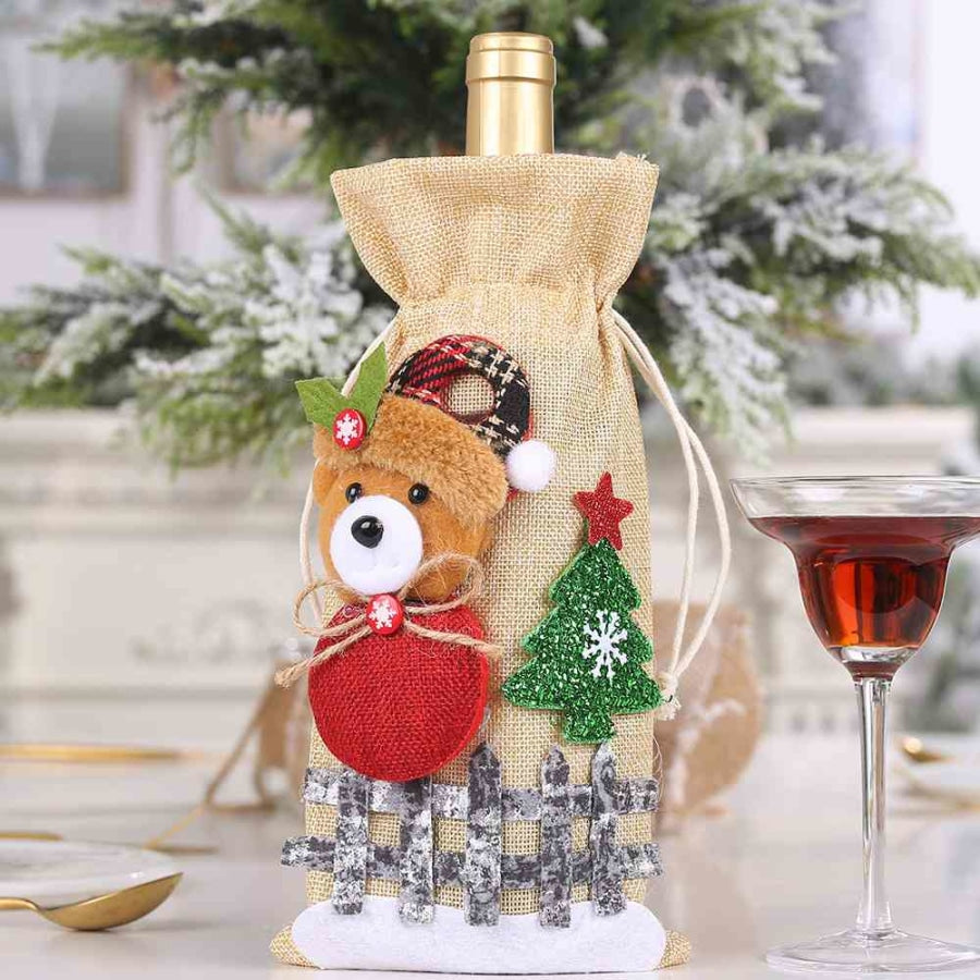 Assorted 2-Piece Christmas Doll Wine Bottle Covers Bear / One Size