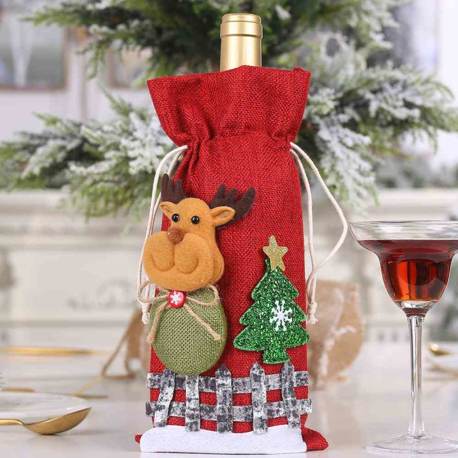 Assorted 2-Piece Christmas Doll Wine Bottle Covers Reindeer / One Size