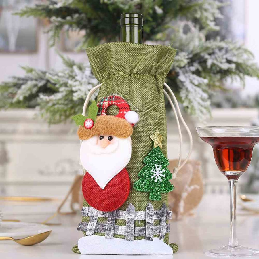 Assorted 2-Piece Christmas Doll Wine Bottle Covers Santa / One Size