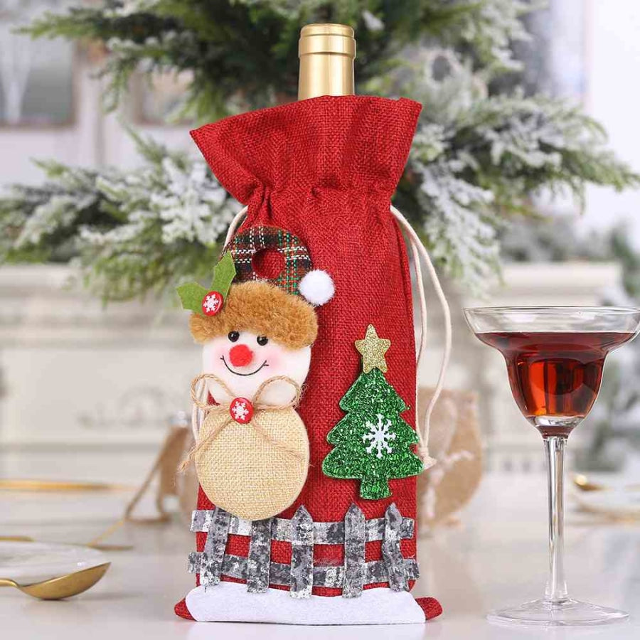 Assorted 2-Piece Christmas Doll Wine Bottle Covers Snowman / One Size