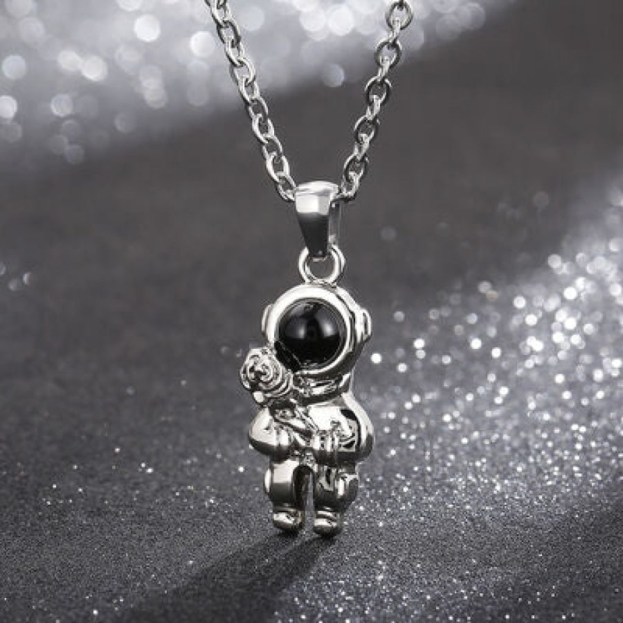 Astronaut Pendant Cat’s Eye Stone Stainless Steel Necklace Apparel and Accessories