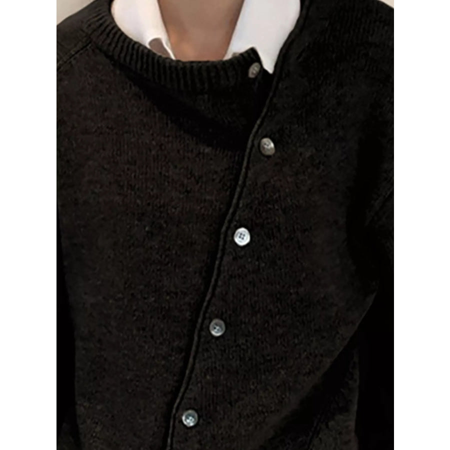 Asymmetric Button-Down Sweater Apparel and Accessories
