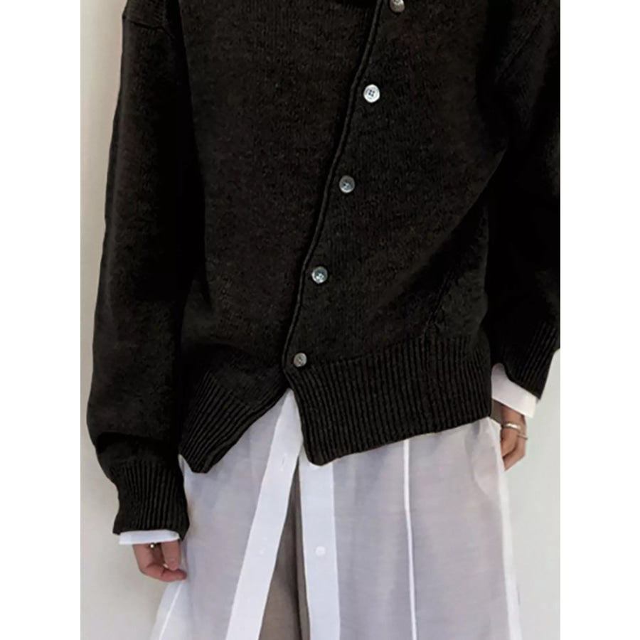 Asymmetric Button-Down Sweater Apparel and Accessories