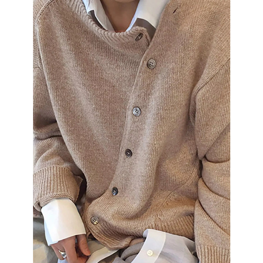 Asymmetric Button-Down Sweater Apparel and Accessories