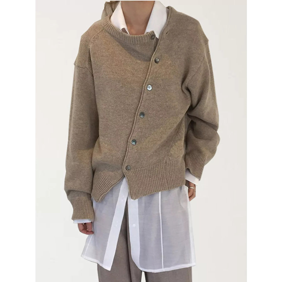 Asymmetric Button-Down Sweater Apparel and Accessories