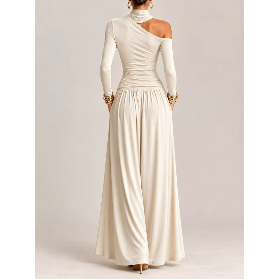 Asymmetric Cutout Long Sleeve Maxi Dress Apparel and Accessories