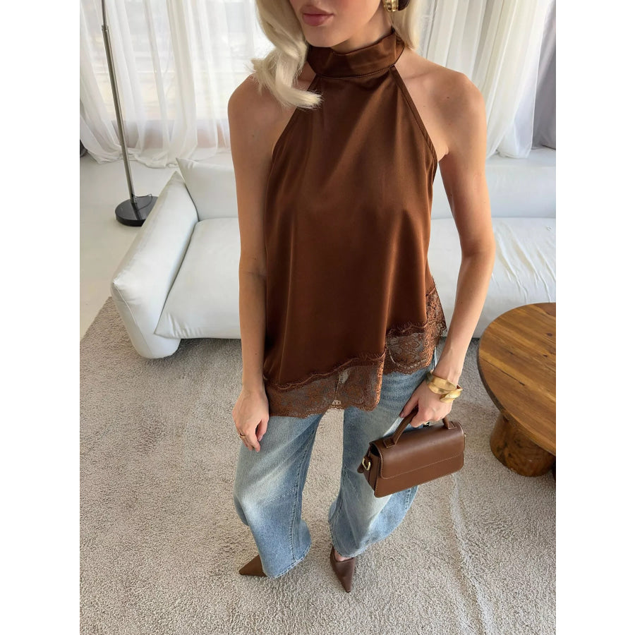Asymmetric Lace Hem Cami Apparel and Accessories
