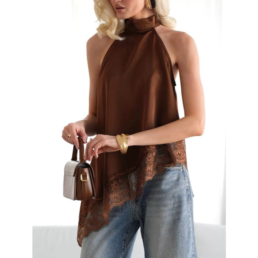 Asymmetric Lace Hem Cami Apparel and Accessories