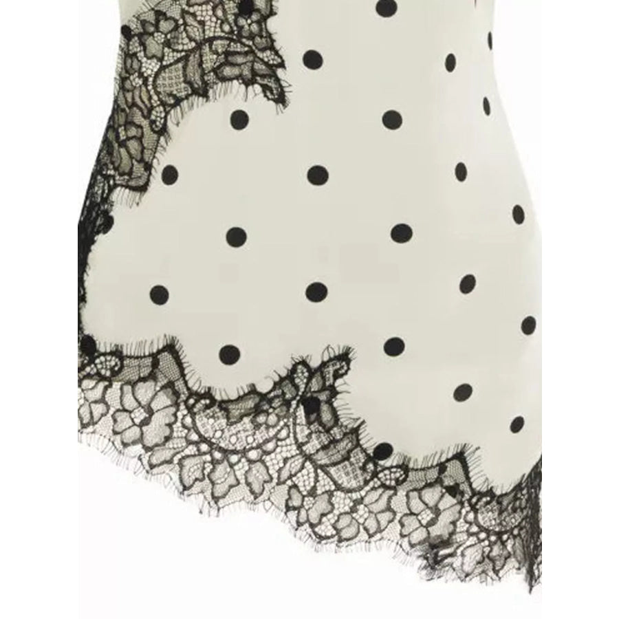 Asymmetric Lace Trim Satin Cami Apparel and Accessories