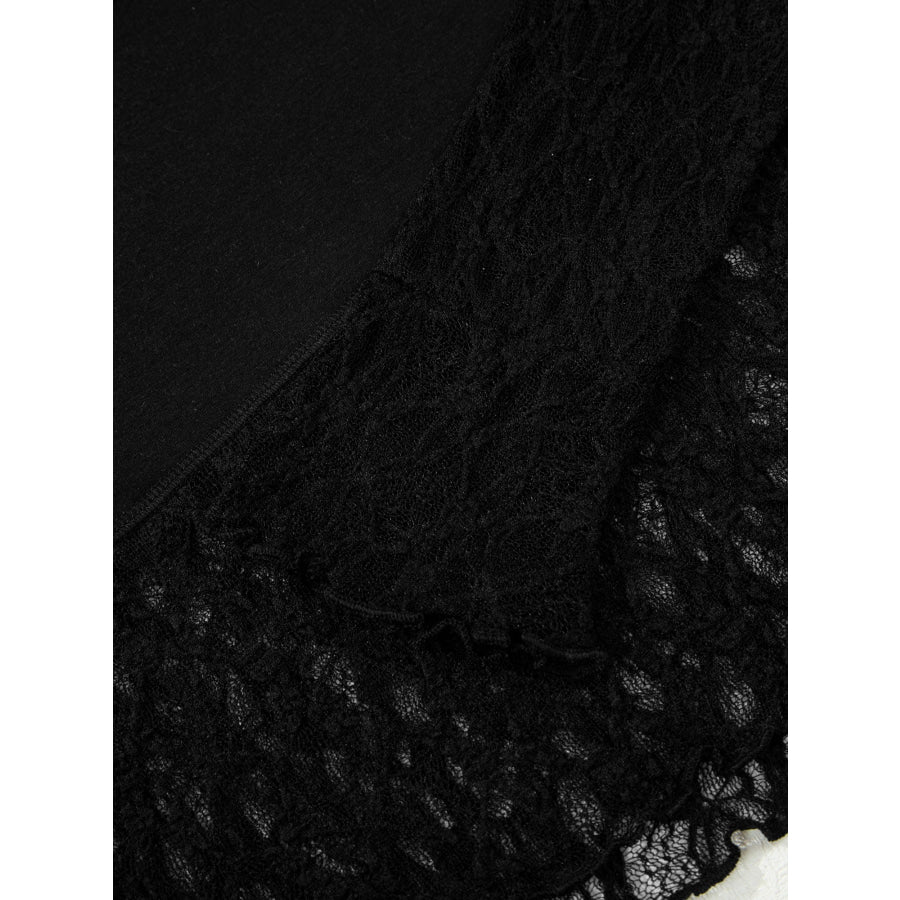 Asymmetric Panels Sheer Floral Lace Patchwork Long Sleeve Top Apparel and Accessories
