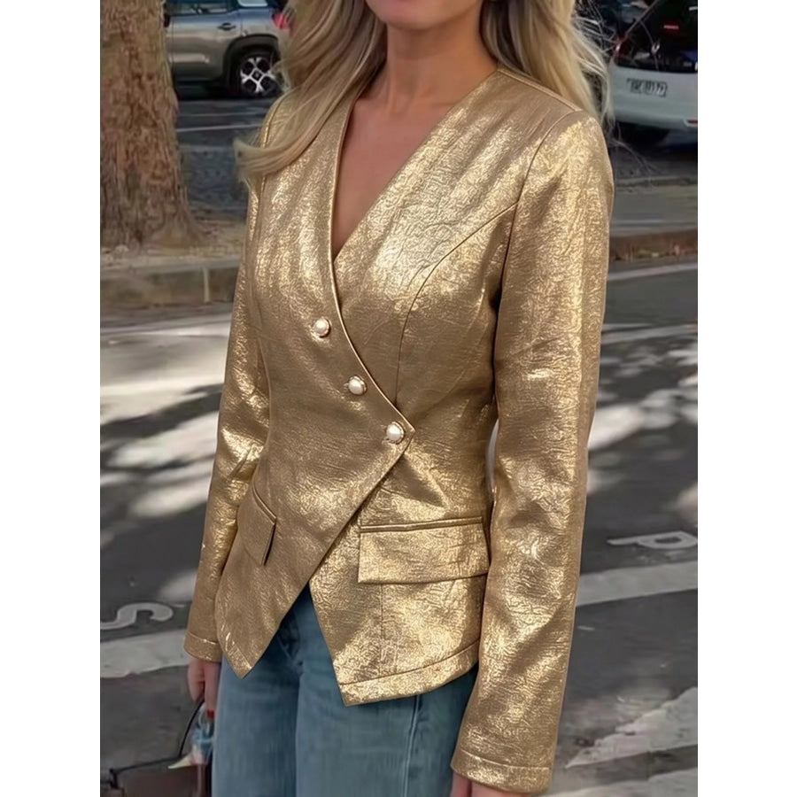 Asymmetric Pearl-Button Blazer Apparel and Accessories