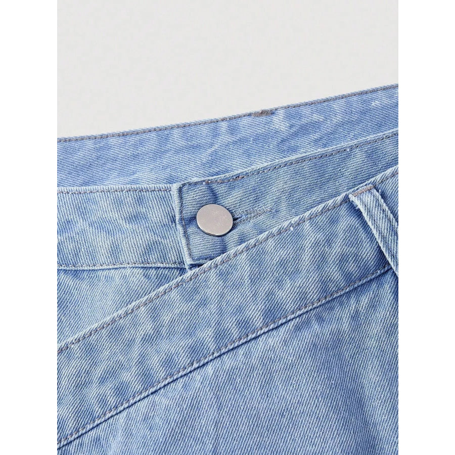 Asymmetric Raw Hem Wide-Leg Jeans Apparel and Accessories