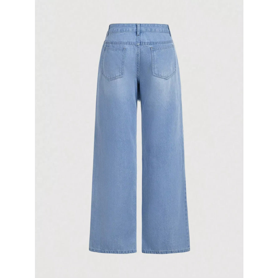 Asymmetric Raw Hem Wide-Leg Jeans Apparel and Accessories