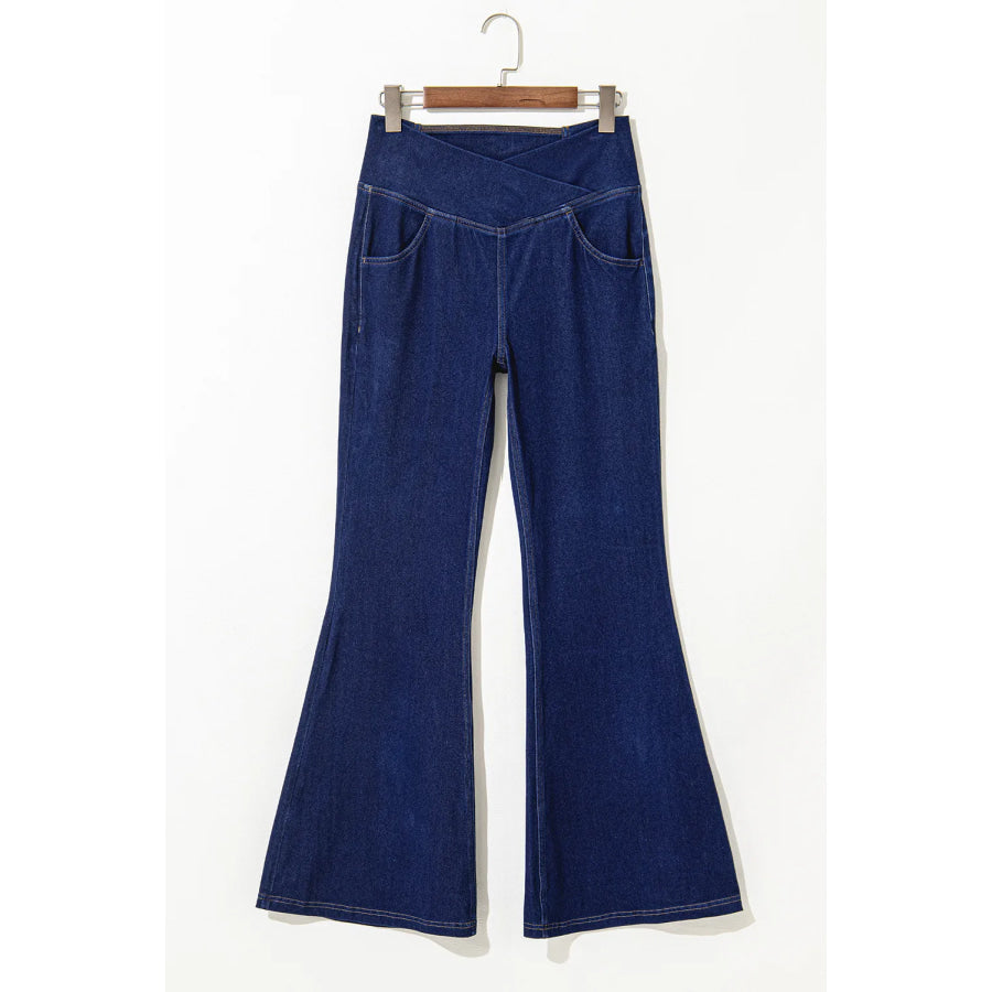 Asymmetric Waist Flare Jeans Apparel and Accessories