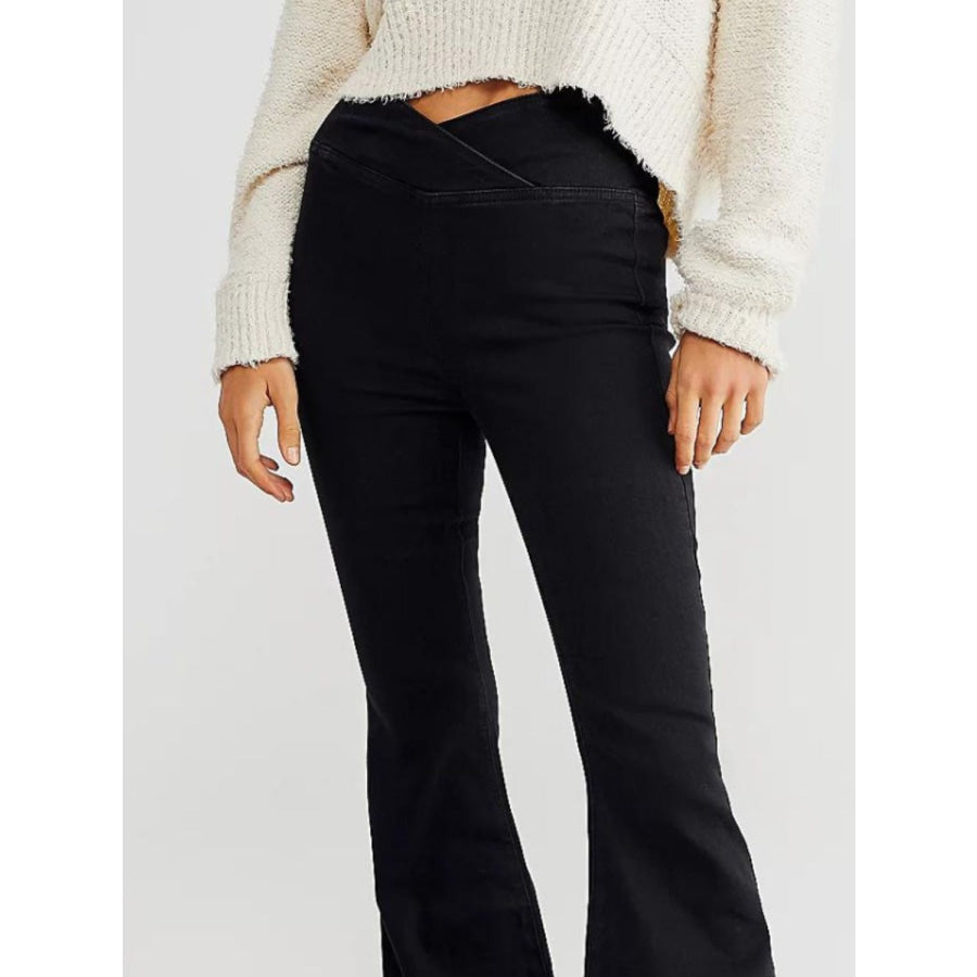 Asymmetric Waist Flare Jeans Apparel and Accessories