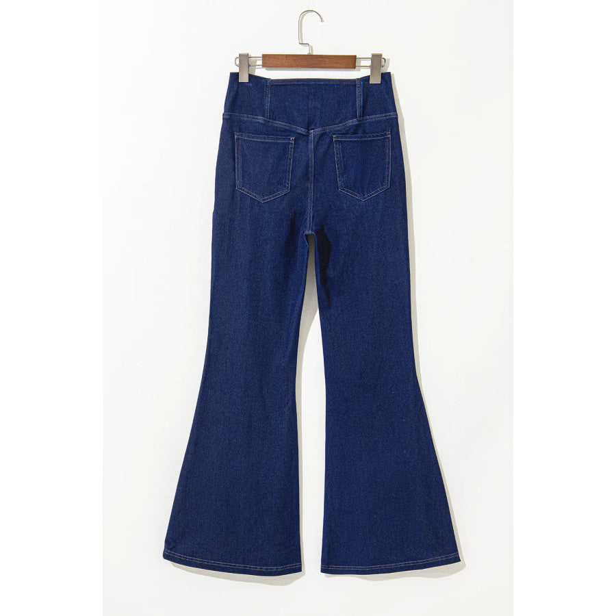 Asymmetric Waist Flare Jeans Apparel and Accessories