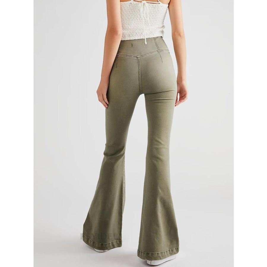 Asymmetric Waist Flare Jeans Apparel and Accessories