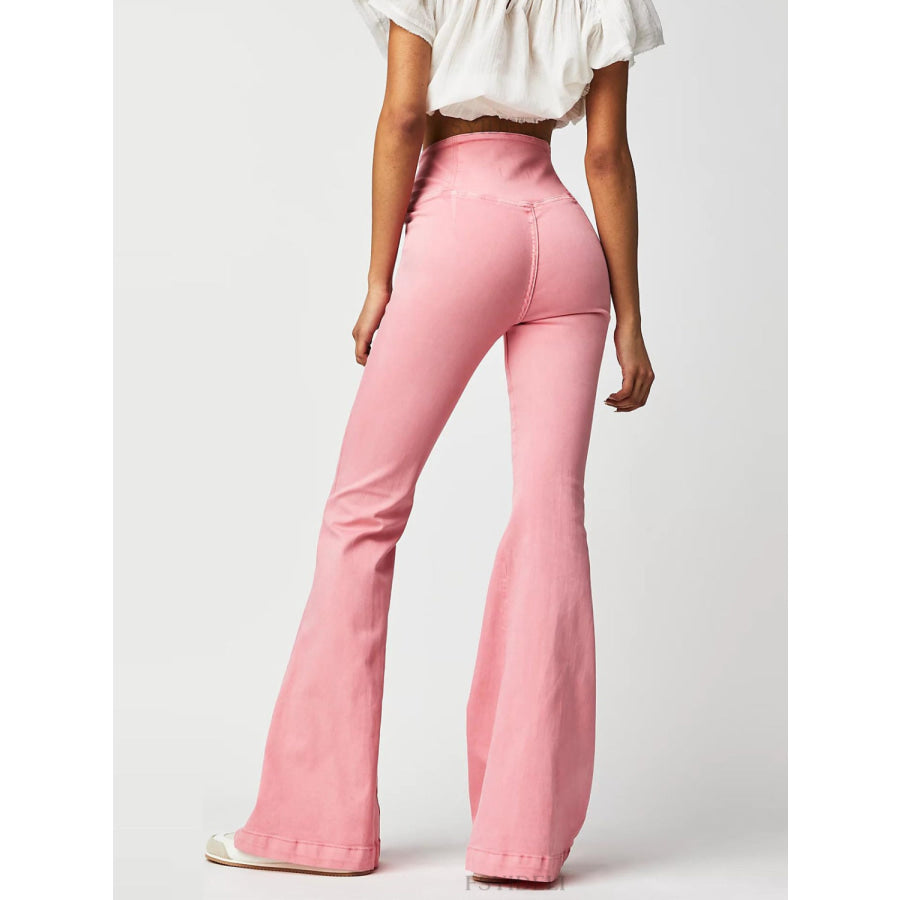 Asymmetric Waist Flare Jeans Apparel and Accessories