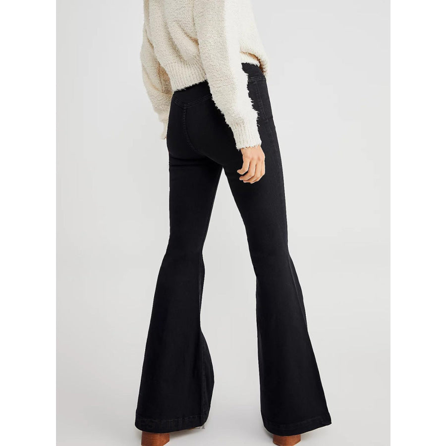 Asymmetric Waist Flare Jeans Apparel and Accessories