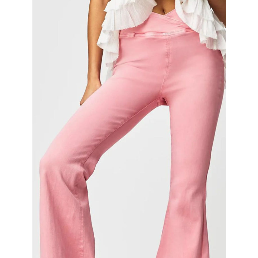 Asymmetric Waist Flare Jeans Apparel and Accessories