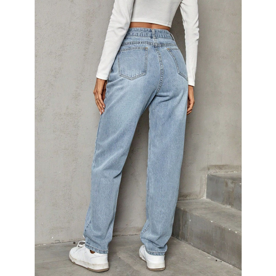 Asymmetric Waist Jeans with Pockets Light / S Apparel and Accessories