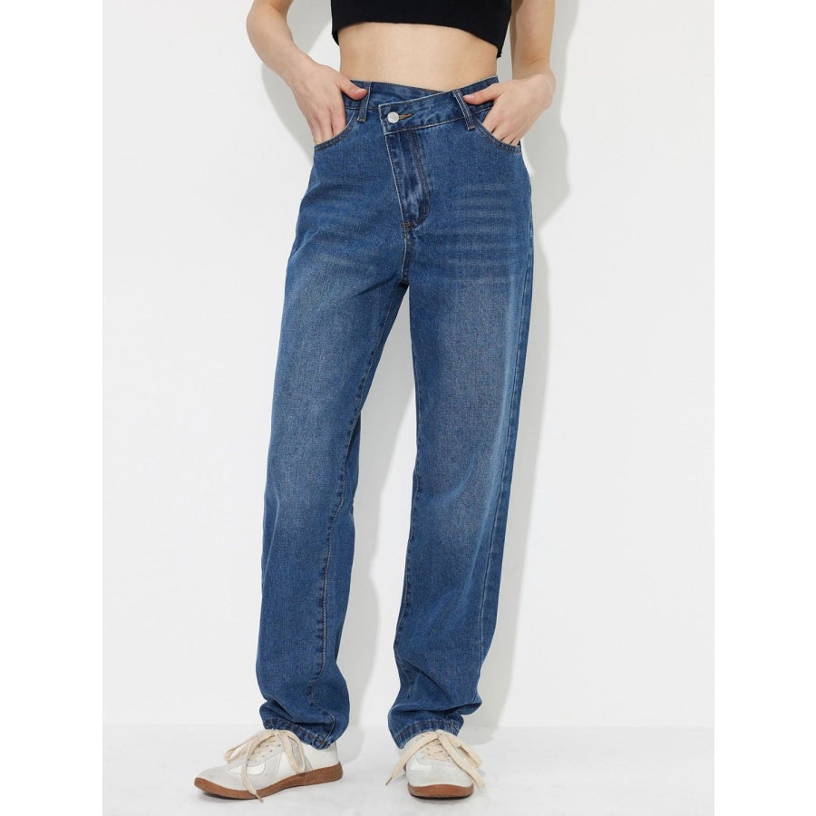 Asymmetric Waist Jeans with Pockets Medium / XS Apparel and Accessories