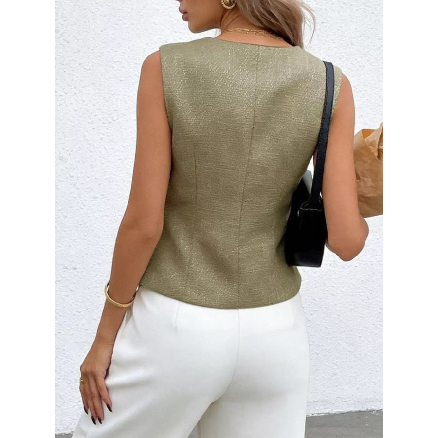 Asymmetrical Button-Down Vest Apparel and Accessories