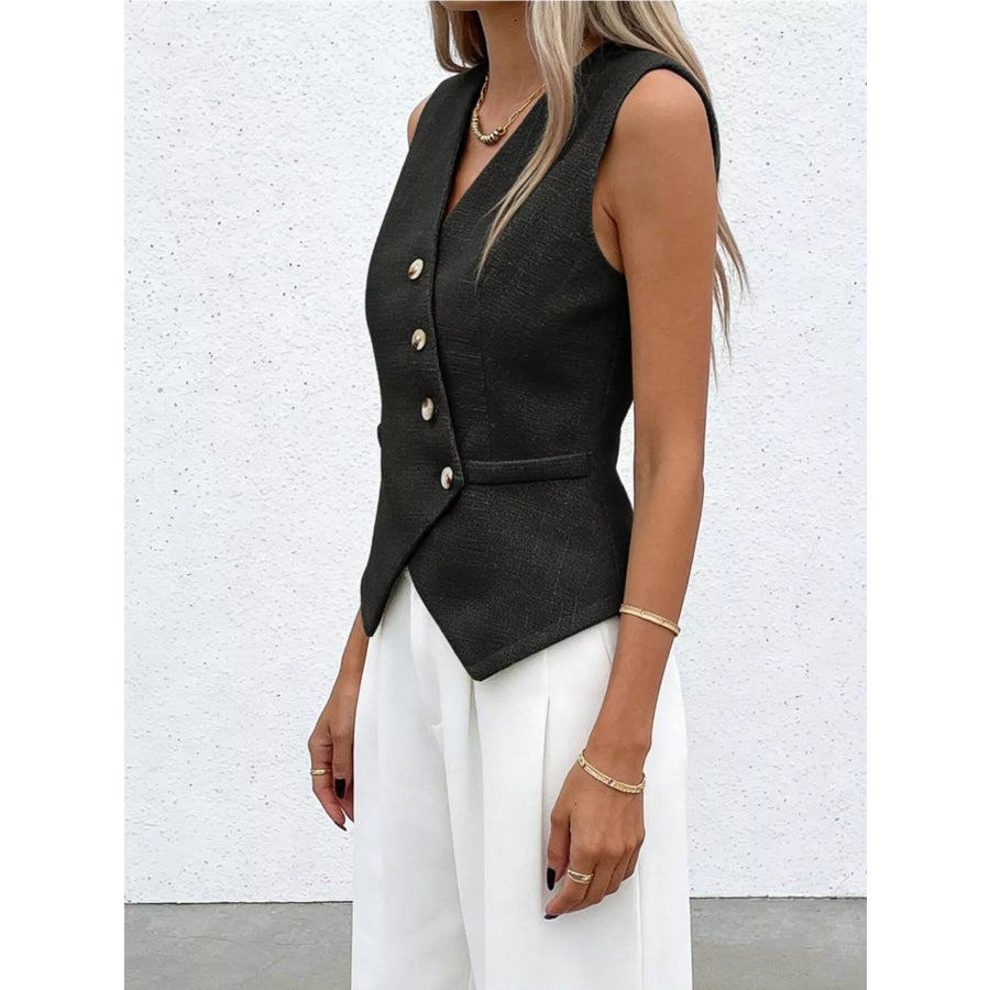 Asymmetrical Button-Down Vest Apparel and Accessories