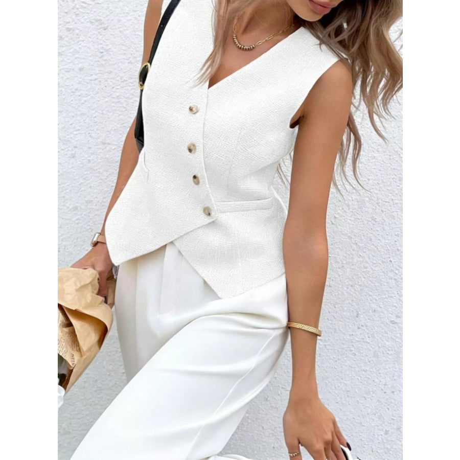 Asymmetrical Button-Down Vest Apparel and Accessories
