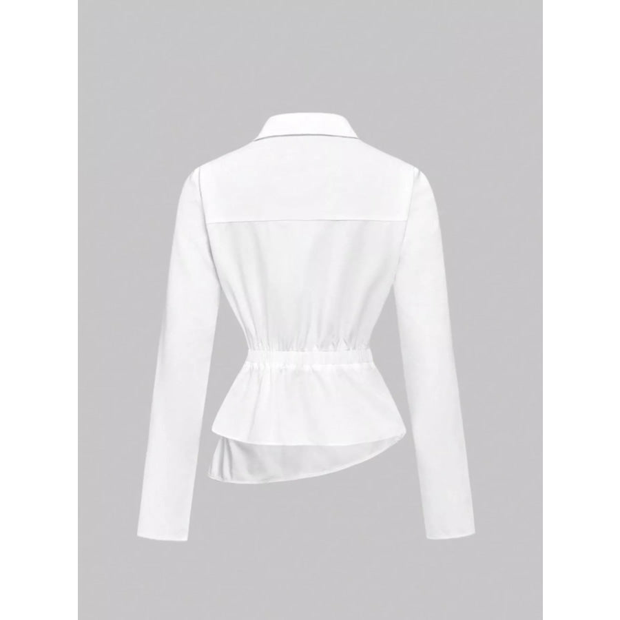 Asymmetrical Button Long Sleeve Shirt Apparel and Accessories