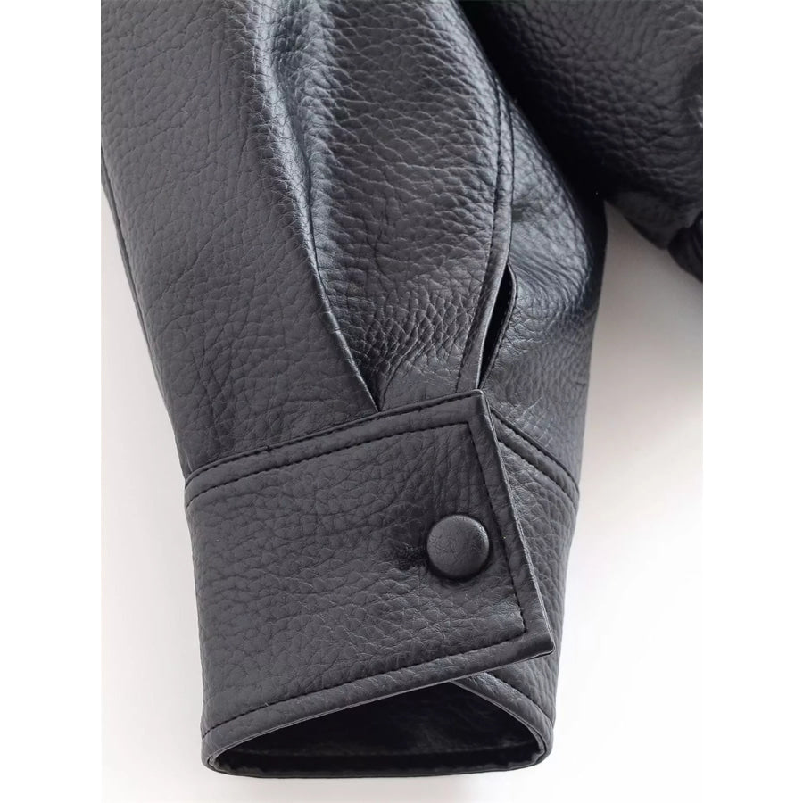 Asymmetrical Faux Leather Moto Jacket Apparel and Accessories