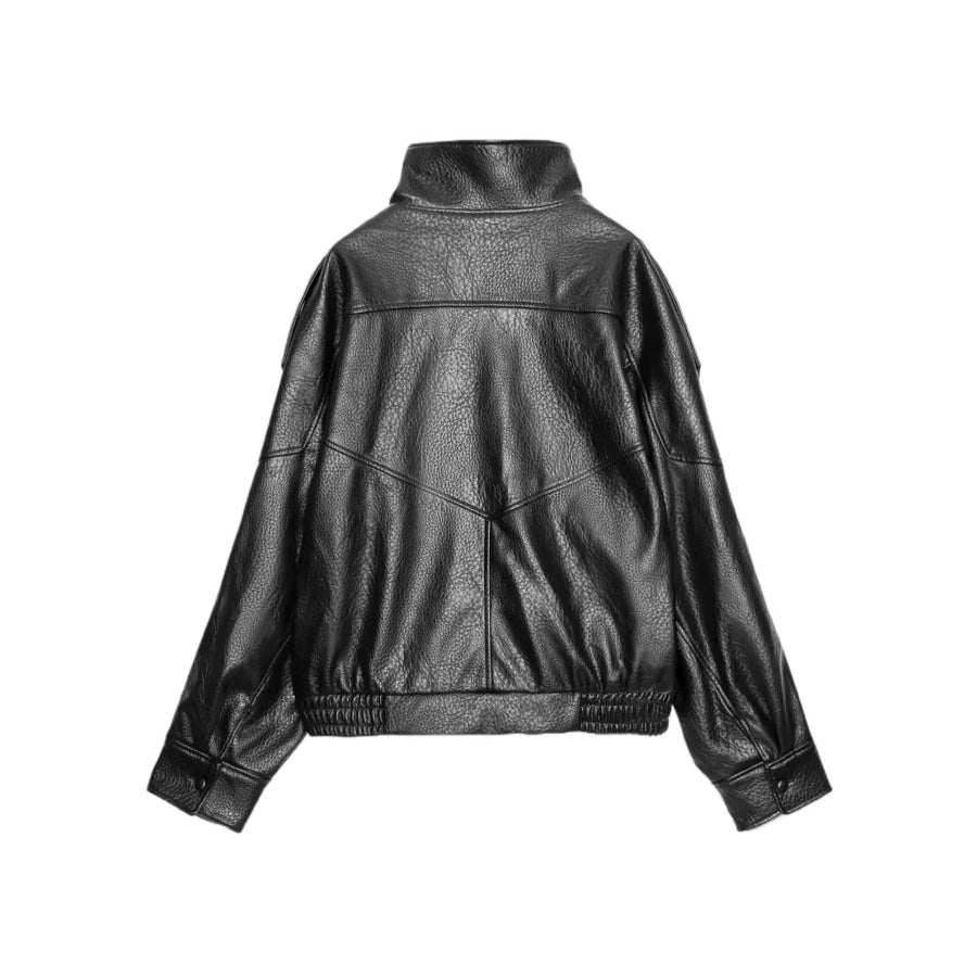 Asymmetrical Faux Leather Moto Jacket Black / XS Apparel and Accessories