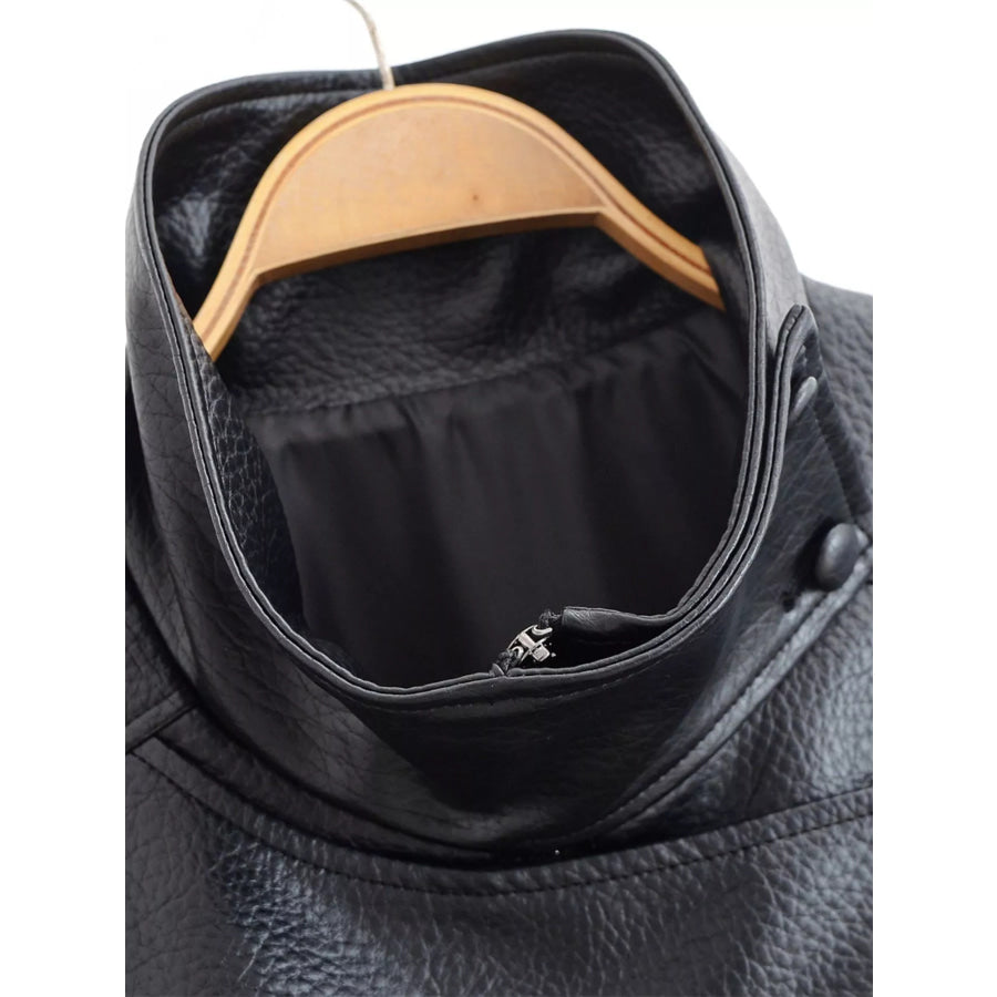 Asymmetrical Faux Leather Moto Jacket Apparel and Accessories