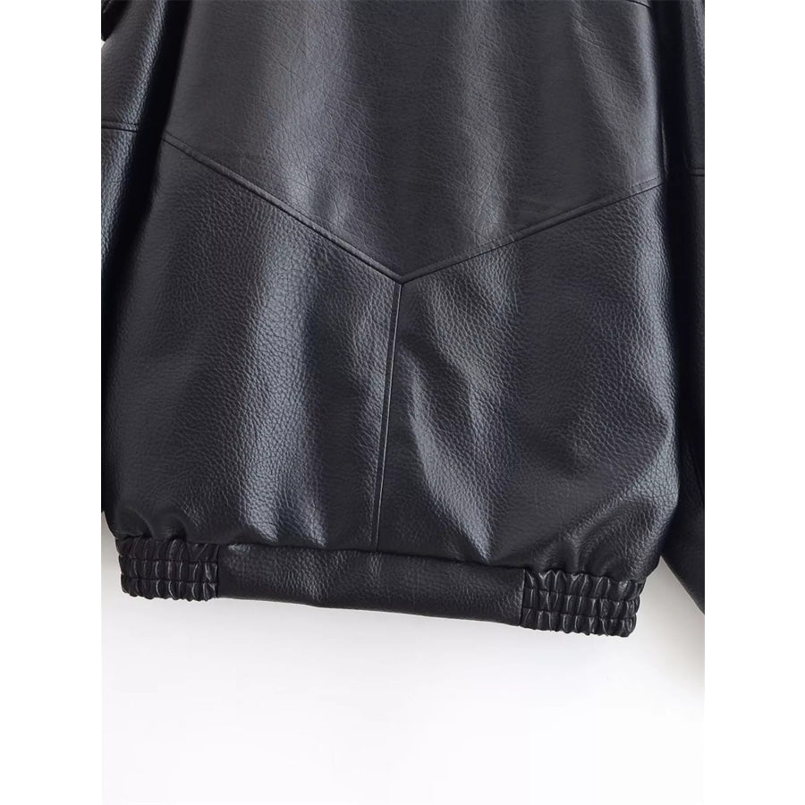 Asymmetrical Faux Leather Moto Jacket Apparel and Accessories