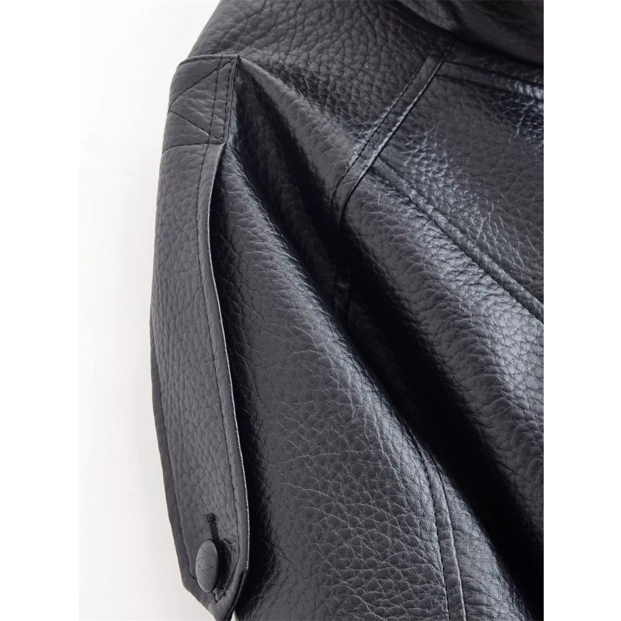 Asymmetrical Faux Leather Moto Jacket Apparel and Accessories