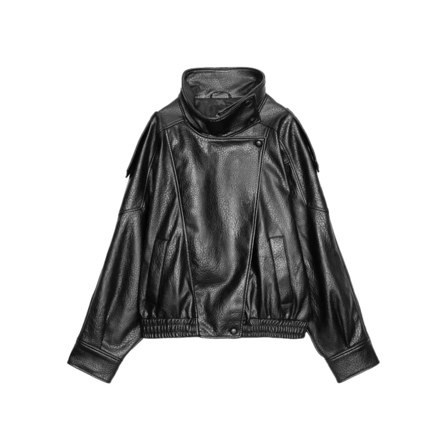 Asymmetrical Faux Leather Moto Jacket Black / XS Apparel and Accessories