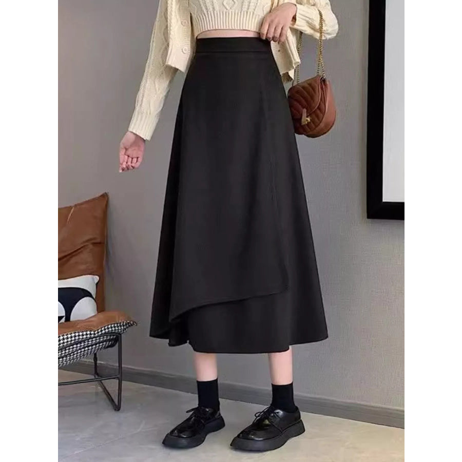 Asymmetrical Hem A-Line Skirt Black / M Apparel and Accessories