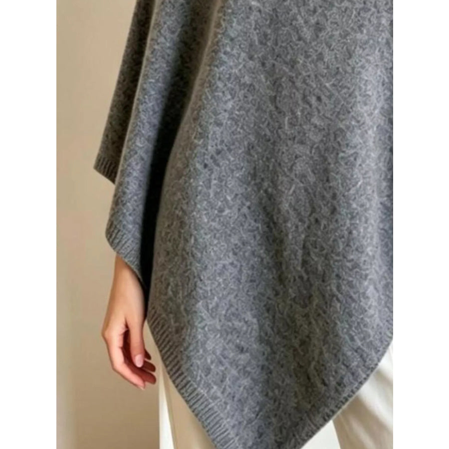Asymmetrical Hem Knit Poncho Apparel and Accessories