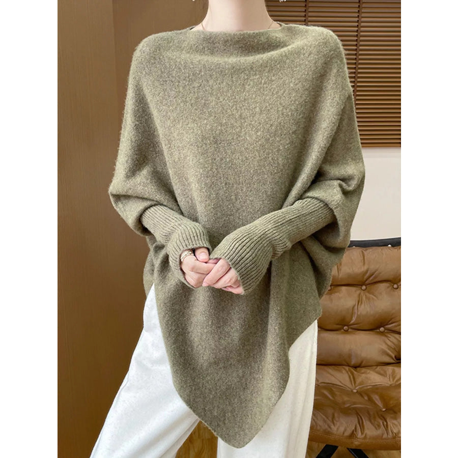 Asymmetrical Lantern Sleeve Sweater Apparel and Accessories