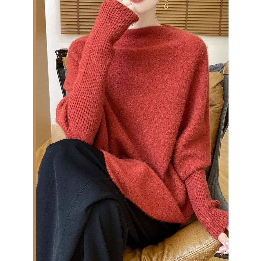 Asymmetrical Lantern Sleeve Sweater Apparel and Accessories