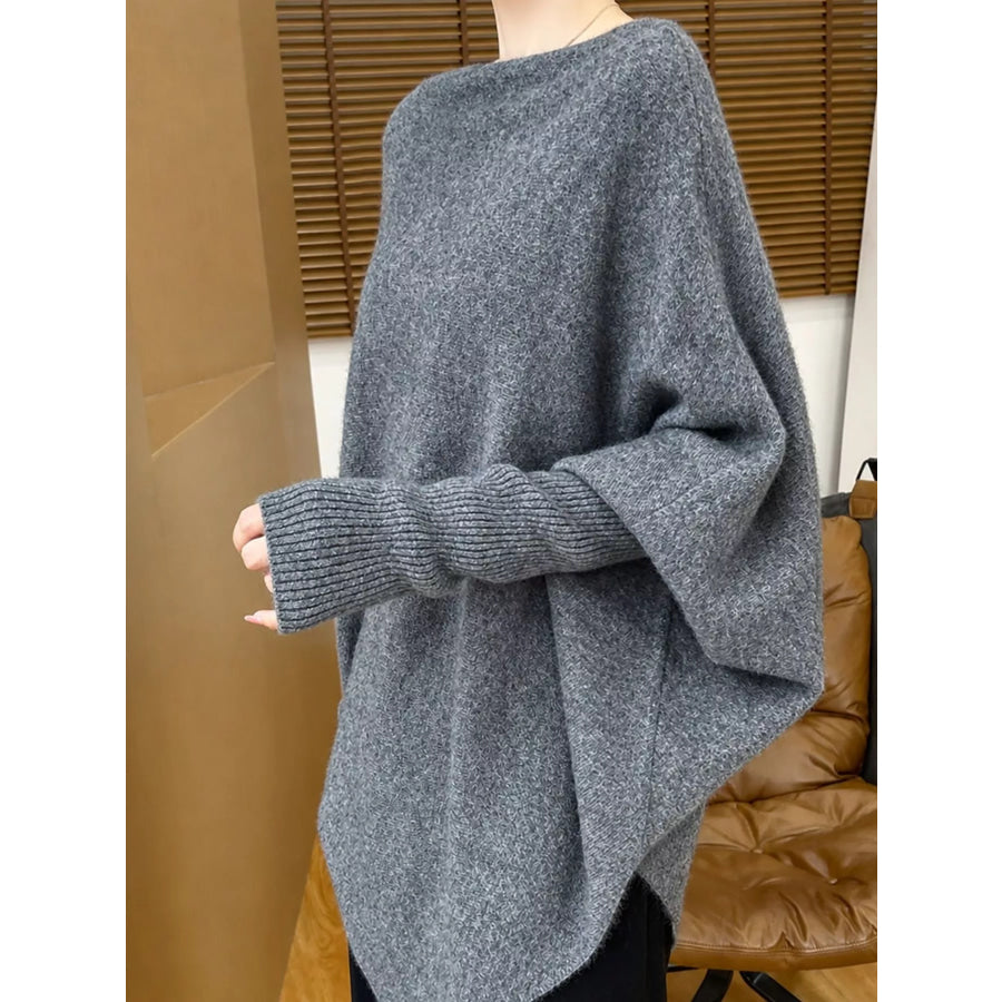 Asymmetrical Lantern Sleeve Sweater Apparel and Accessories