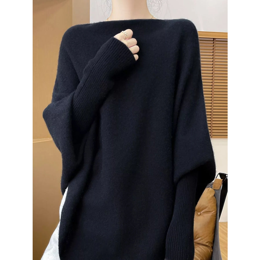 Asymmetrical Lantern Sleeve Sweater Apparel and Accessories