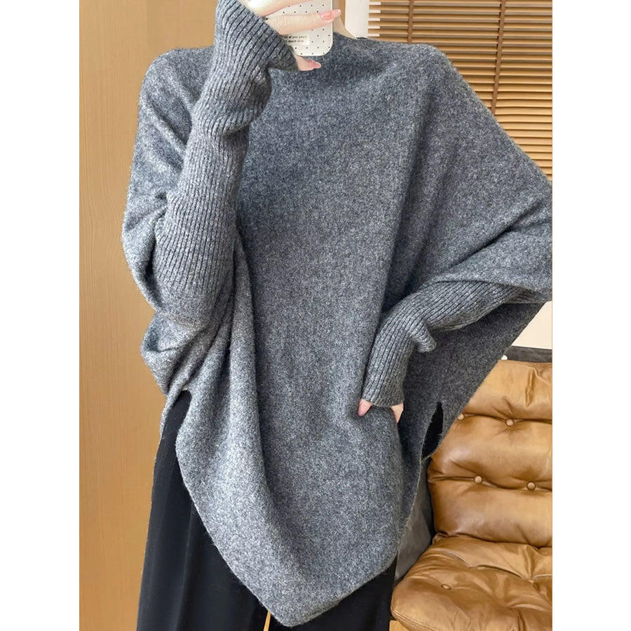 Asymmetrical Lantern Sleeve Sweater Apparel and Accessories