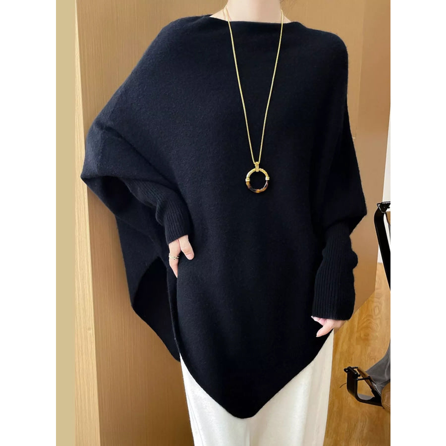 Asymmetrical Lantern Sleeve Sweater Apparel and Accessories