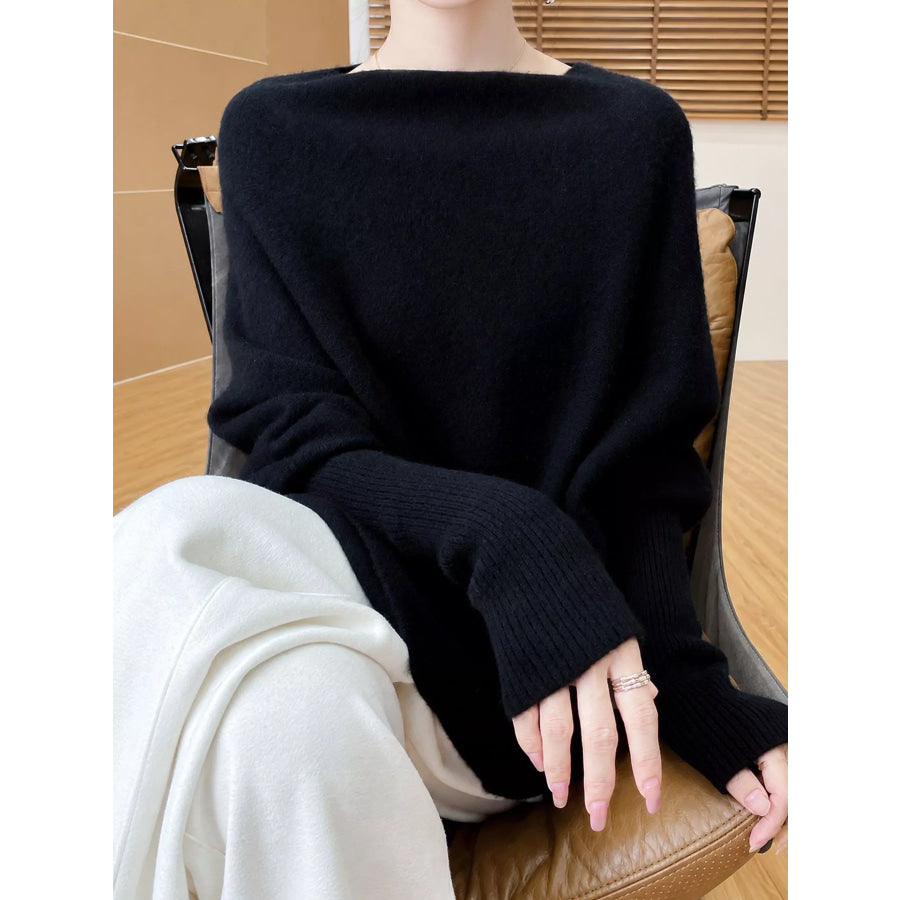 Asymmetrical Lantern Sleeve Sweater Apparel and Accessories