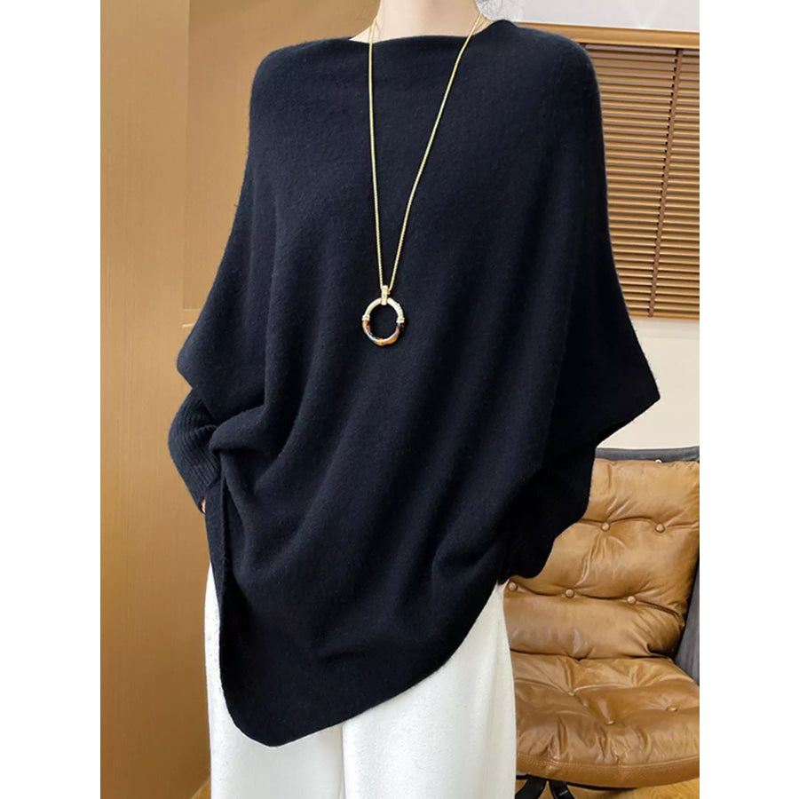 Asymmetrical Lantern Sleeve Sweater Apparel and Accessories