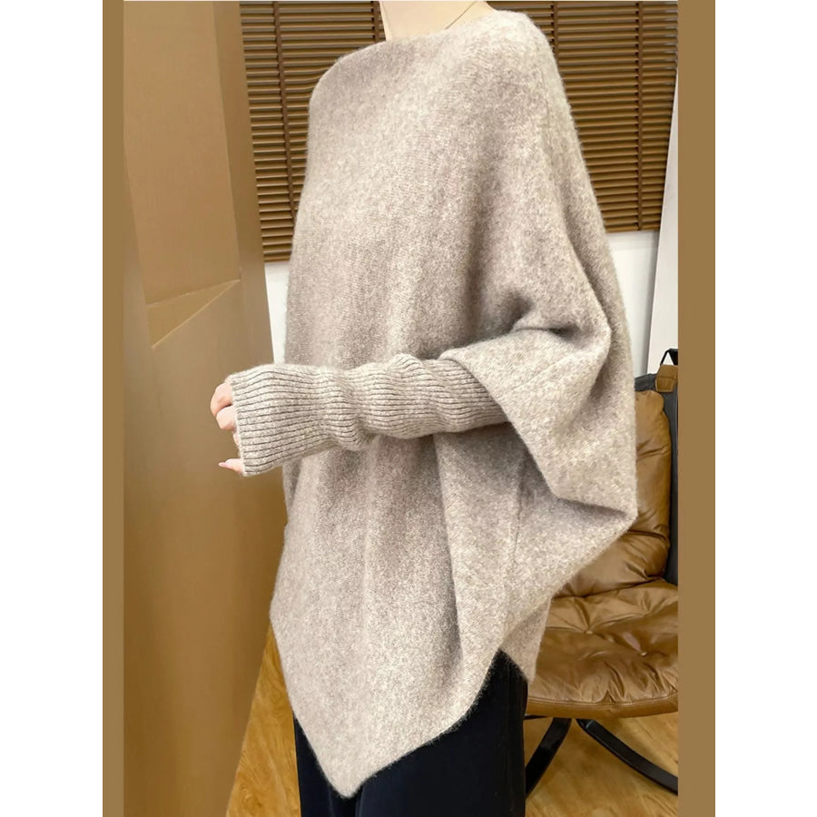 Asymmetrical Lantern Sleeve Sweater Apparel and Accessories