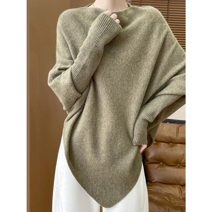 Asymmetrical Lantern Sleeve Sweater Apparel and Accessories
