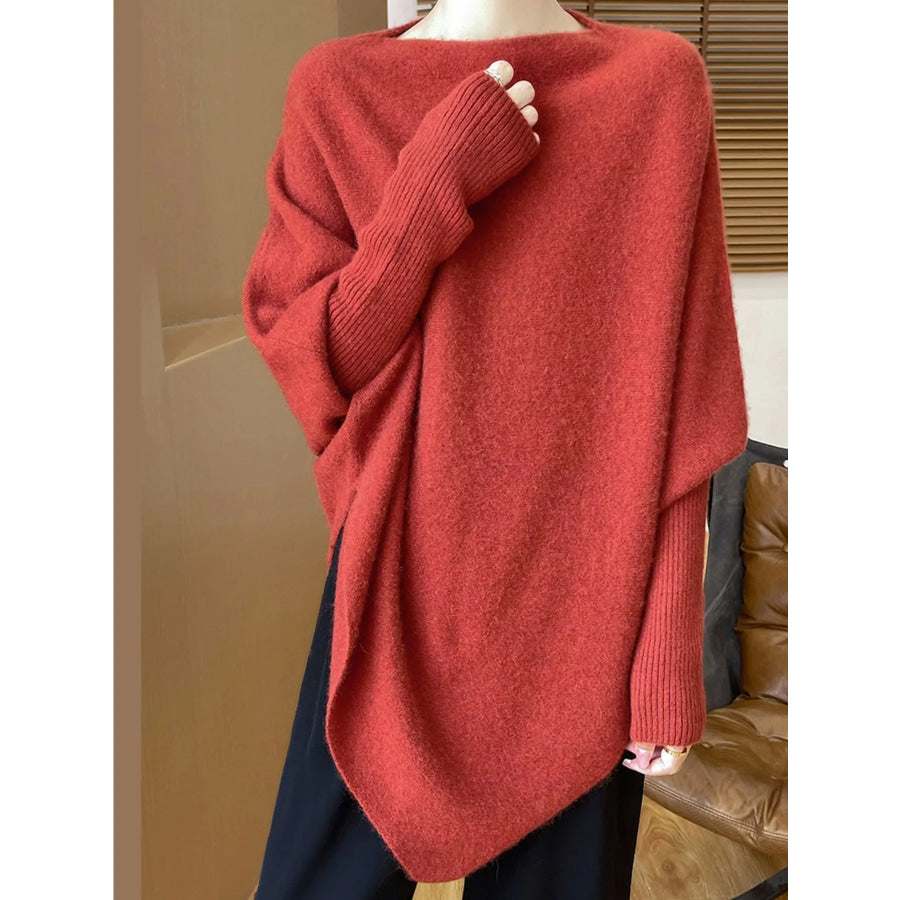 Asymmetrical Lantern Sleeve Sweater Apparel and Accessories