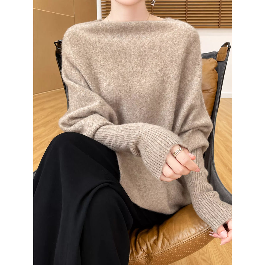Asymmetrical Lantern Sleeve Sweater Apparel and Accessories